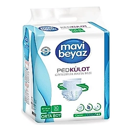 Mavi Beyaz Ped Emici Külot Hasta Bezi Medium   30 Adet