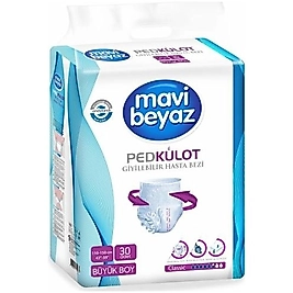 Mavi Beyaz Ped Emici Külot Hasta Bezi Large Büyük 30 Adet